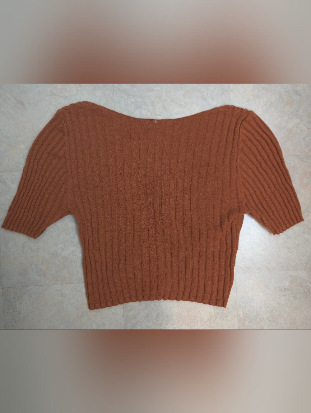 Free People Rust Ribbed Button-Front Cropped Knit Top - Picture 5 of 5